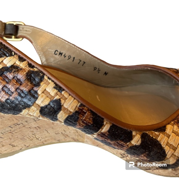 Stuart Weitzman Leopard Print Espadrille Wedges Open Toe 9.5 - Picture 6 of 7